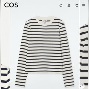 COS Navy and White Striped Long Sleeve Tee